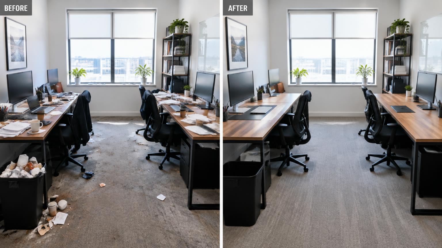 Office before and after example cleaning